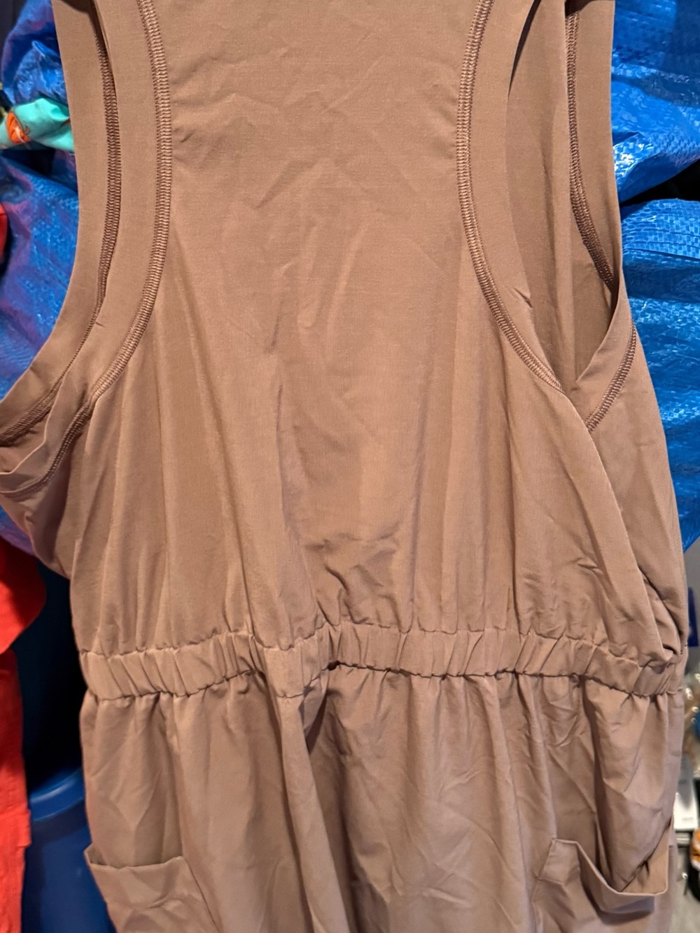 Prana Sleeveless Drawstring Pocket Dress in Taupe - Picture 8 of 9